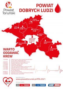 plakat promujący zbiórkę krwi w wakacje 2021