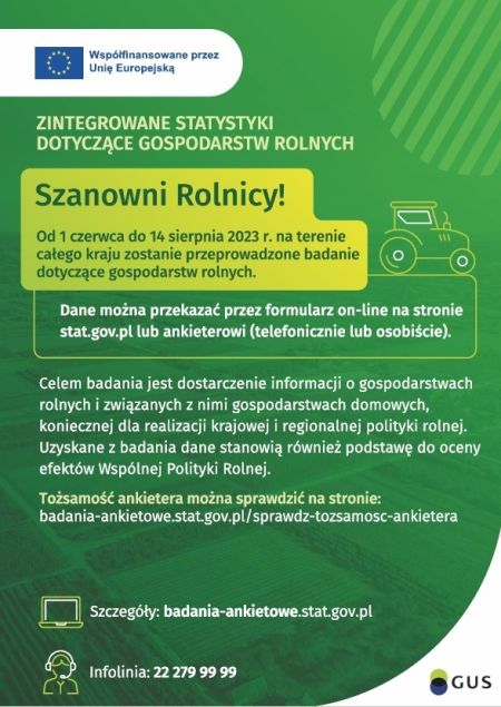 Badanie Zintegrowane statystyki dotyczące gospodarstw rolnych.