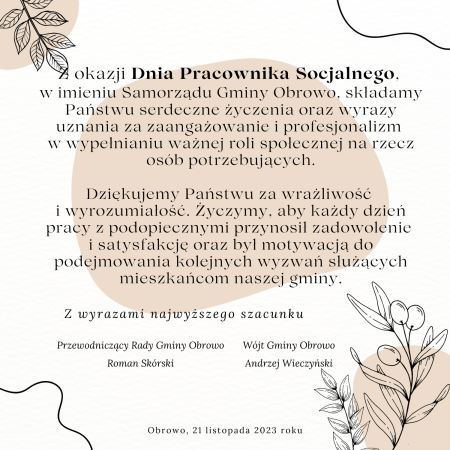 Życzenia z okazji Dnia Pracownika Socjalnego