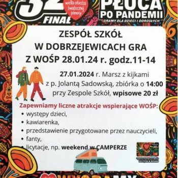 32 Finał WOŚP w Zespole Szkół w Dobrzejewicach