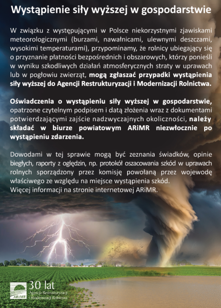 Wystąpienie siły wyższej w gospodarstwie