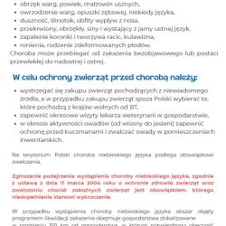 Ulotka dotyczącą choroby niebieskiego języka