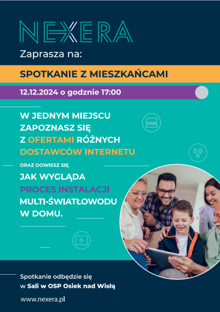 Plakat spotkanie z mieszkańcami Osieka nad Wisłą