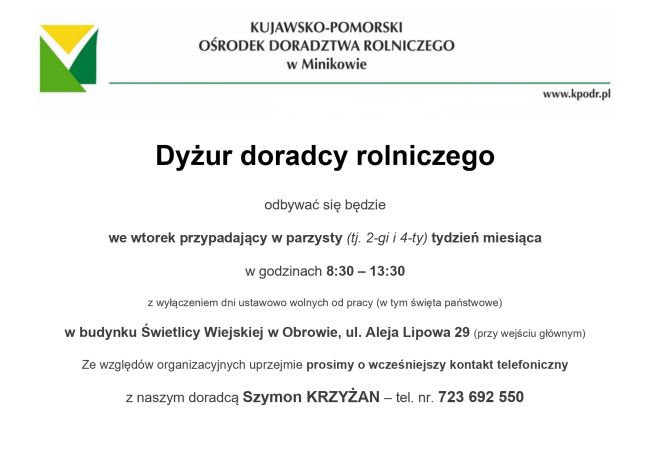 Dyżur doradcy rolniczego