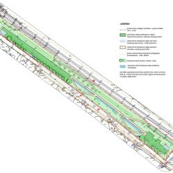 Projekt terenu wzdłuż torów kolejowych w Obrowie