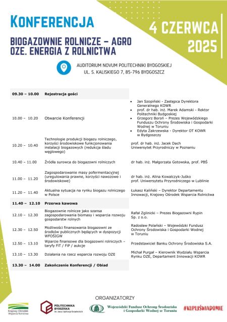 Agenda Konferencji - Biogazownie rolnicze