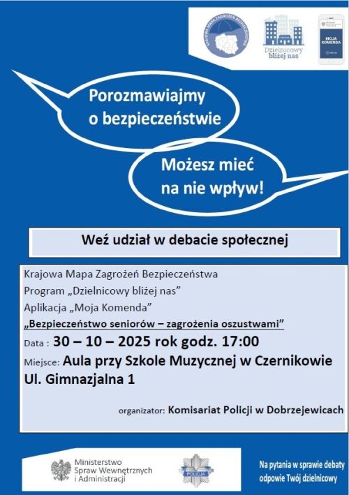 Plakat Debata o bezpieczeństwie seniorów