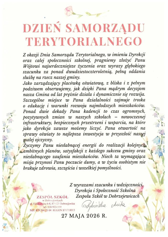 Dzień Samorządu Terytorialnego - życzenia