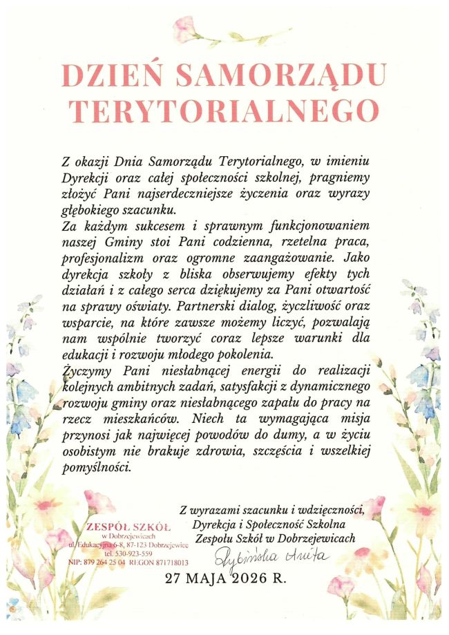 Dzień Samorządu Terytorialnego - życzenia