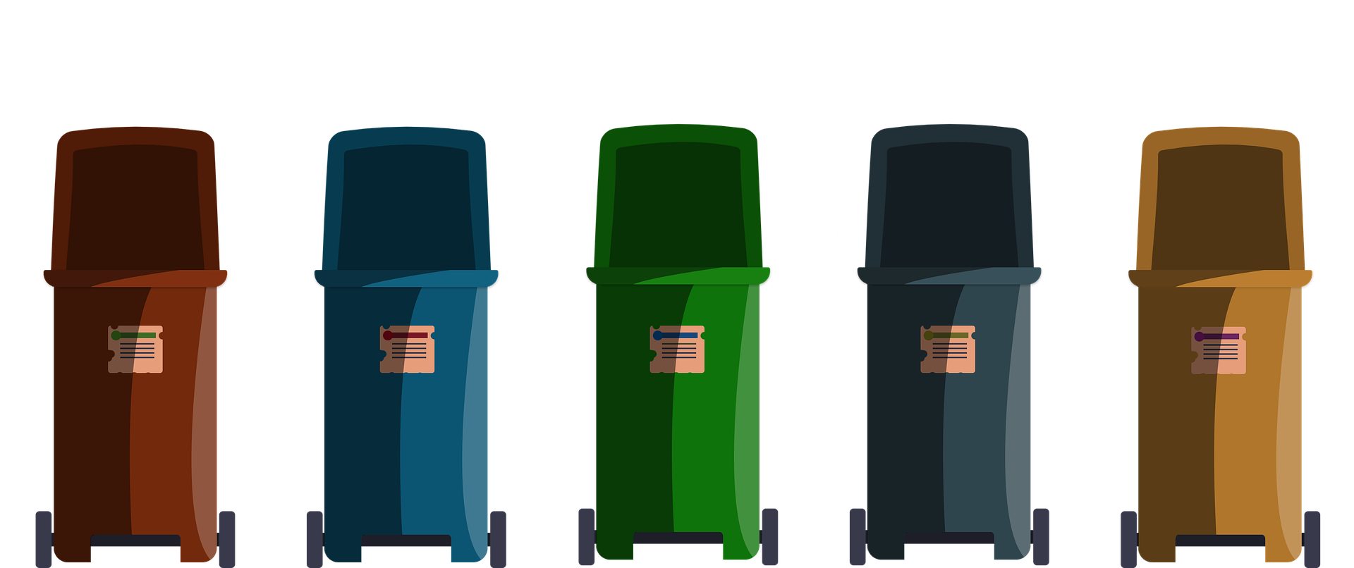 5 pojemników na odpady