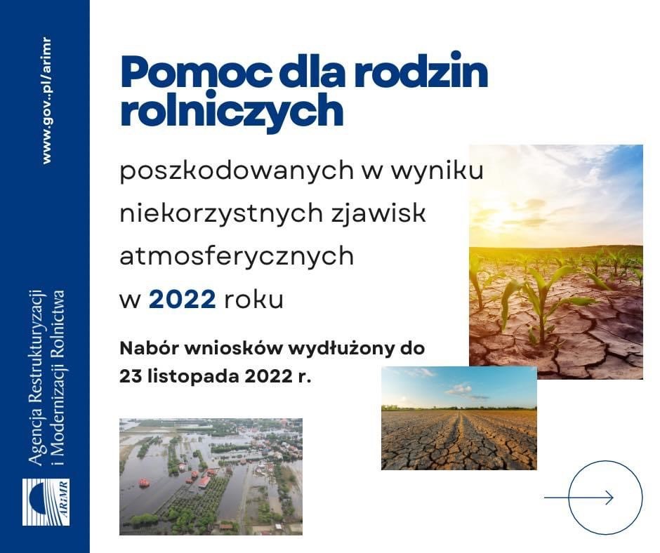 Przedłużono termin składania wniosków o wsparcie gospodarstw rolnych ze względu na szkody spowodowane niekorzystnymi zjawiskami atmosferycznymi