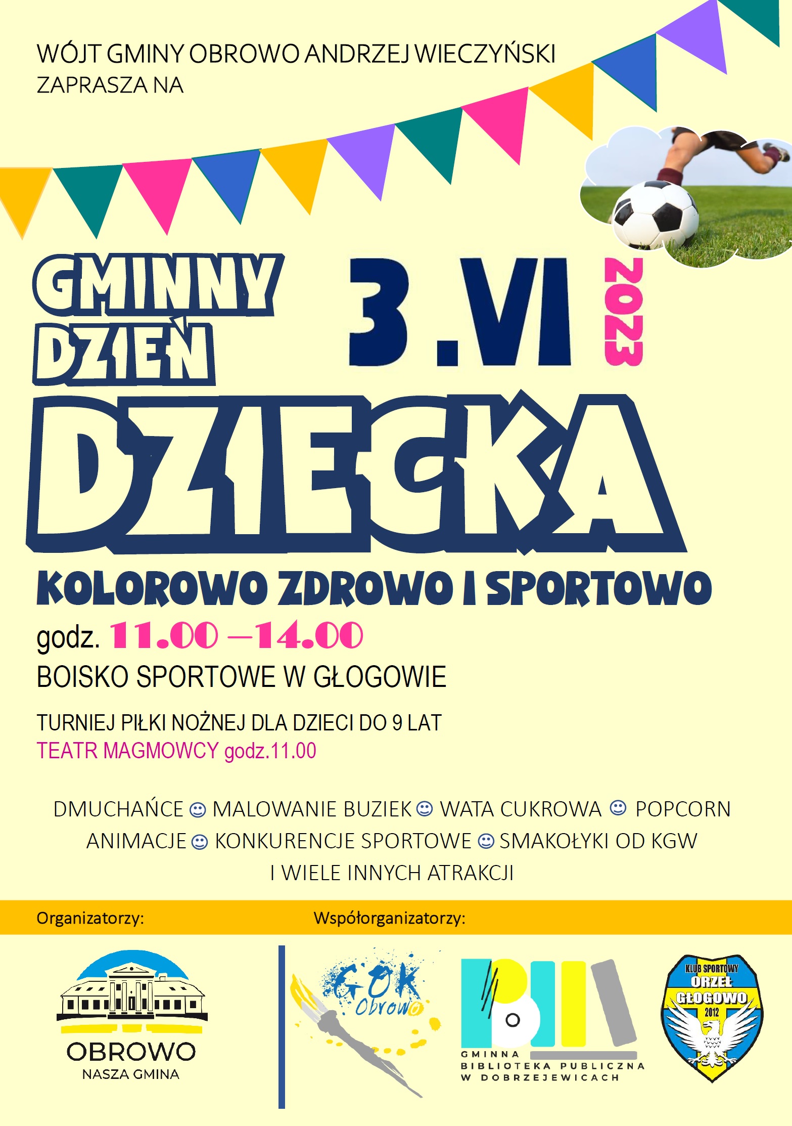 Zapraszamy na Gminny Dzień Dziecka! Będzie kolorowo, zdrowo i sportowo!