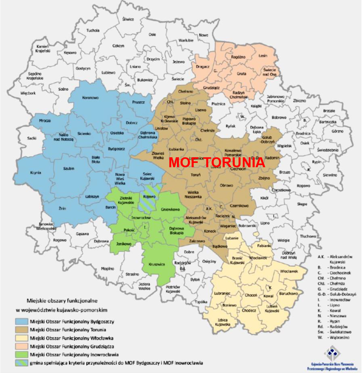 mapa Torunia i przyległych gmin